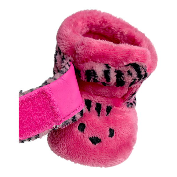 UGGS Baby Booties Size 2/3 6 months Hot Pink Plush Bixbee Tiger Stuffie Boots - Picture 7 of 8